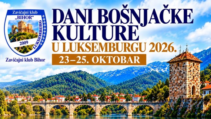Dani bošnjačke kulture u Luksemburgu od 23. do 25. oktobra 2026 – naslovni vizual prema plakatu ZK Bihor