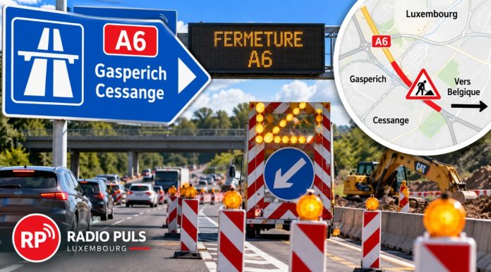 AI ilustracija obnove asfalta na autoputu, sa radnicima i saobraćajnim čunjevima.